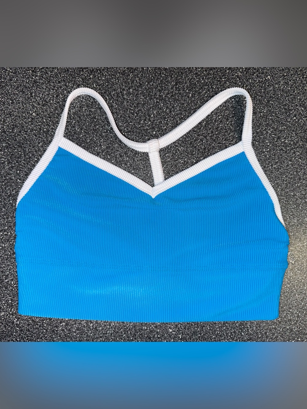 Five Dancewear Blue/White Ribbed Dance Bra Top Size PA (Small Adult)